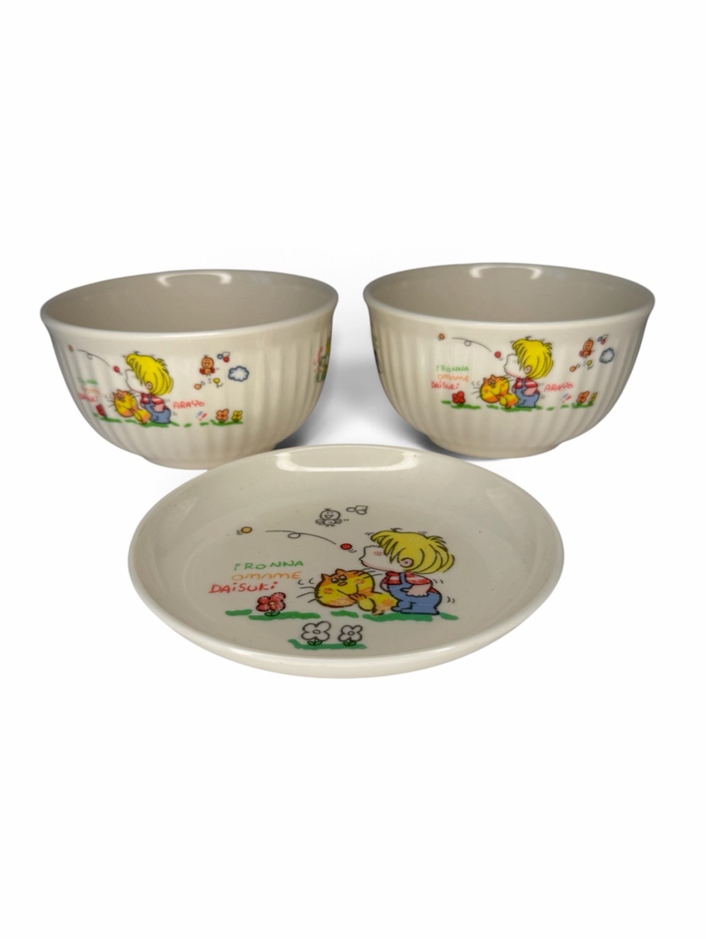 Lot of 3 - TONG YA Melamine Ware, Two bowls and a plate, Animated, Japan